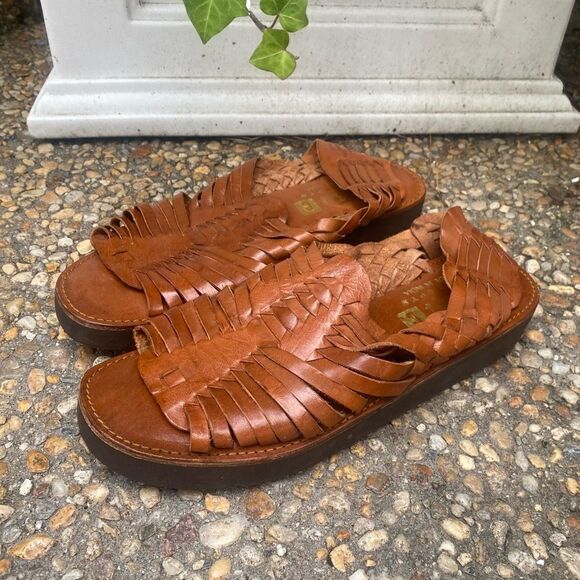 Vintage huarache foam heel comfort strappy flats sandals 10 - Picture 6 of 6